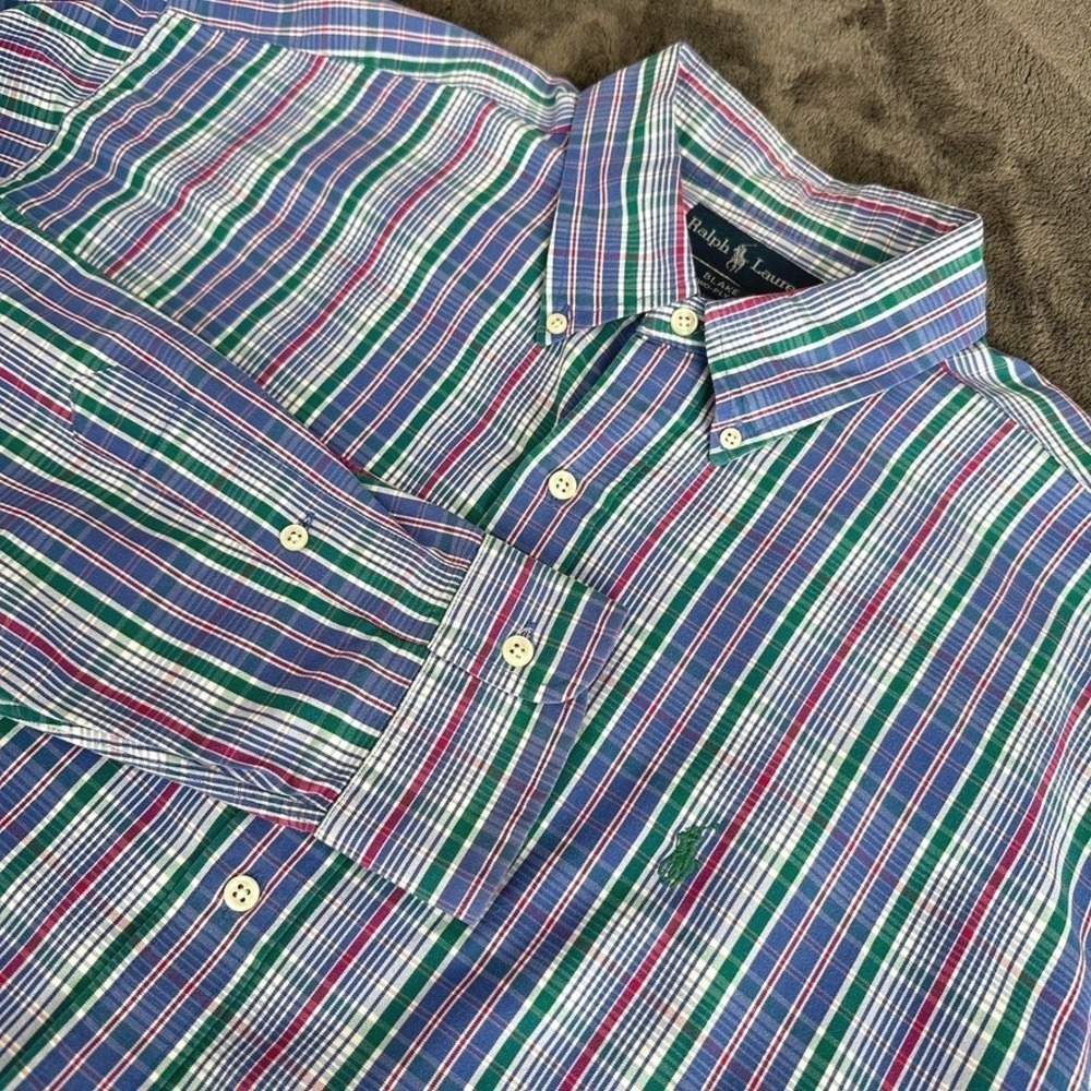 Ralph Lauren Men's Blake‎ Button Down XL Plaid Long Sleeve 100% Two-Ply Cotton